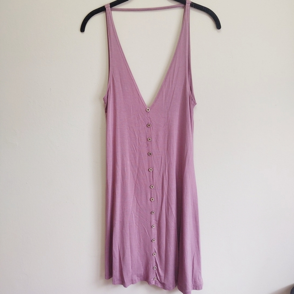 Angie Purple V Neck Button Down Dress S